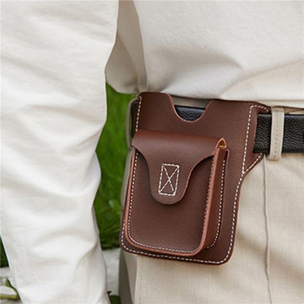 

waist bags men's portable sports running mobile phone storage belt bag pu leather ultra-thin