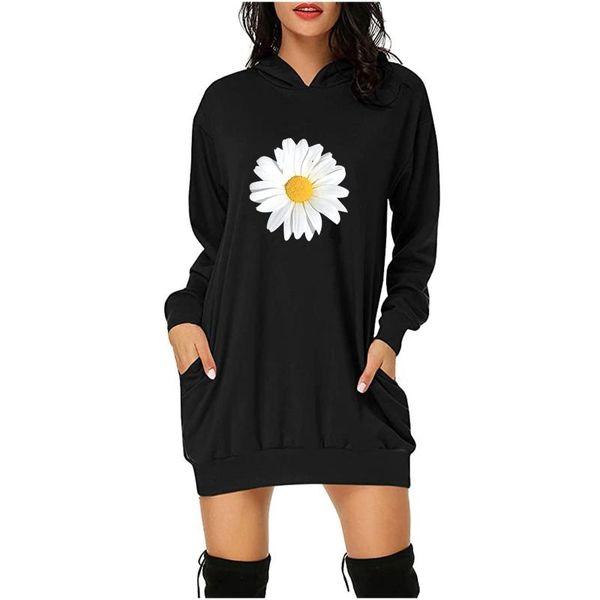 

women's hoodies & sweatshirts autumn winter women sweatshirt 2021 valentine's day letter print hooded pockets ladies mini dress ve, Black