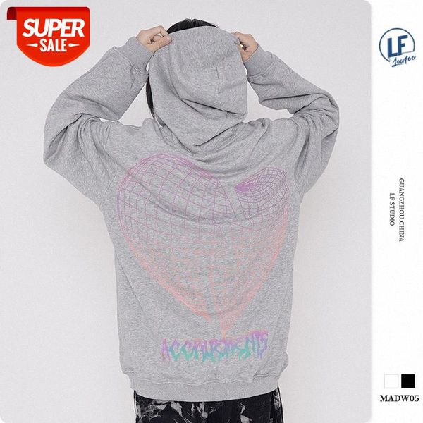 

lawfoo men's love grid printed couple loose sweatshirt #m217, Black