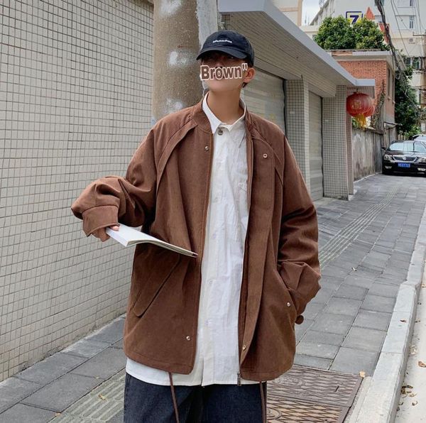 

spring and autumn youth korean men's loose solid color large size jacket fashion casual simple m-5xl jackets, Black;brown