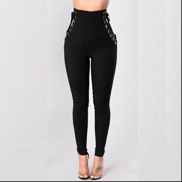 

women capri pants fitness stretch high waist slim casual lace up bandage trousers womens skinny stretchy female apparel, Black;white