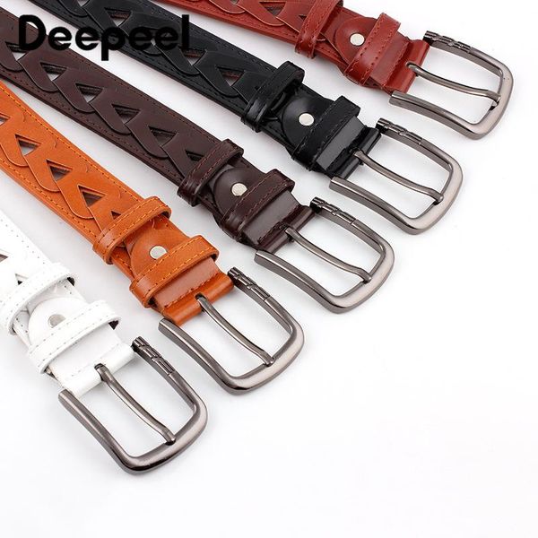 

belts deepeel 1pc 3.9*110cm wild hollow pu alloy pin buckle belt diy handmade leather craft fashion jeans decorative women yb030, Black;brown