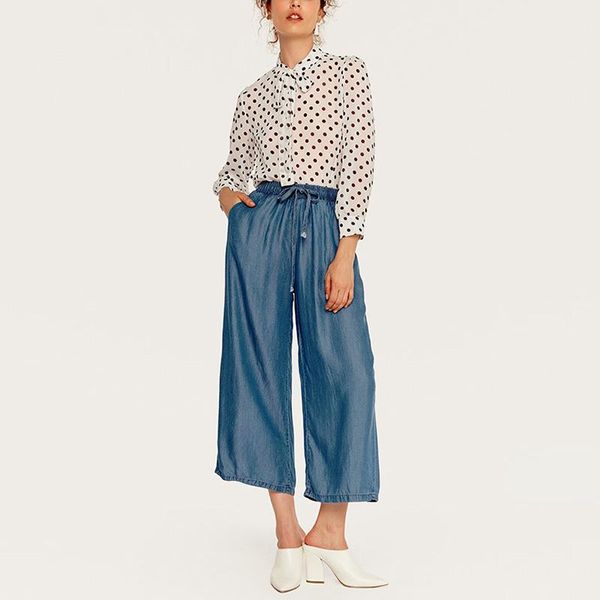 

women's jeans dsquaenhd fashionable wide leg blue tencel casual loose elastic waist for women slim long denim pants fall clothing