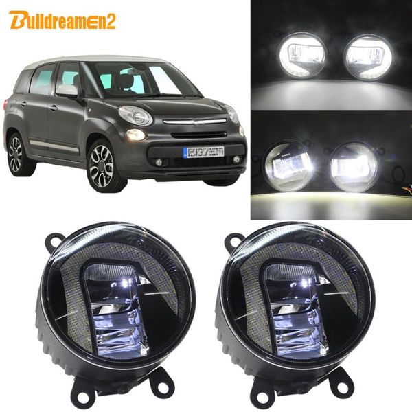 

other lighting system buildreamen2 for 500 l4 1.4l 2012-2021 car 90mm round led projector fog light + daytime running white drl 12v