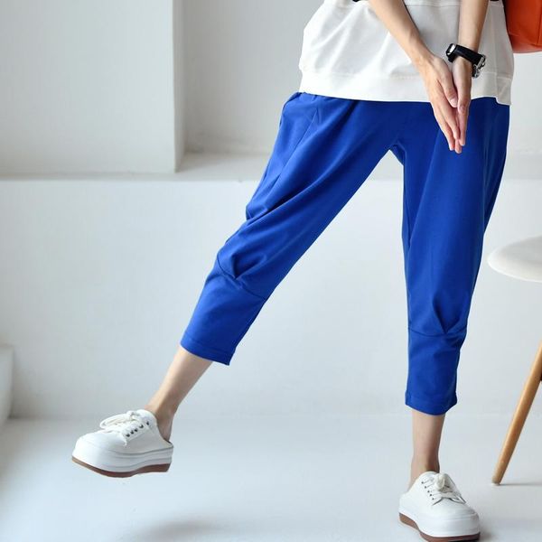 

women's pants & capris micoco k8221c korean version fashion draping loose and comfortable elastic waist seven minutes leisure motion, Black;white