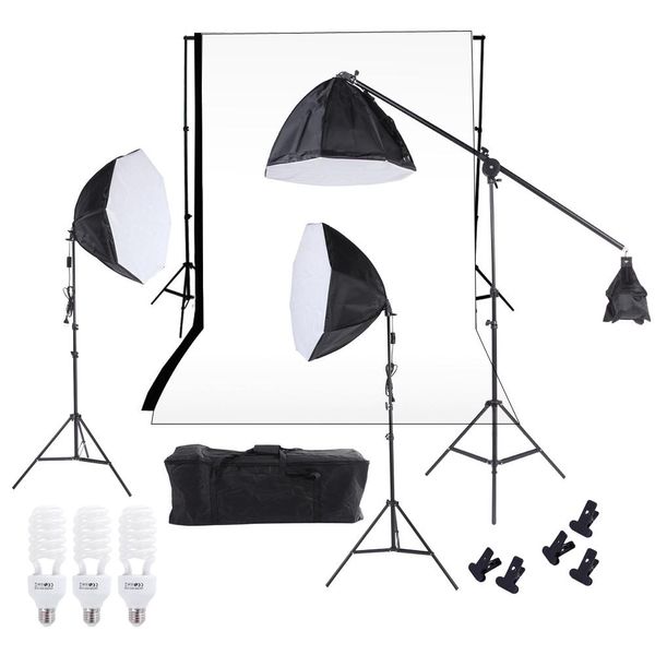 Fotografia Estúdio Iluminação Kit Softbox Photo Studio Equipamento de Vídeo Backdrop Cantilever Light Stand Lâmpadas carregando saco