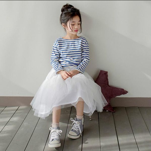 

skirts chiffon white pink color pleated skirt 2021 fashion solid mesh skater summer autumn teens girls long ca355