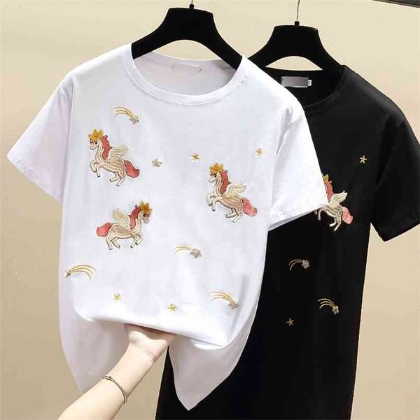 

wwenn embroidery short sleeve korean t shirt women clothes cotton casual white female t-shirt summer tee shirt 210507