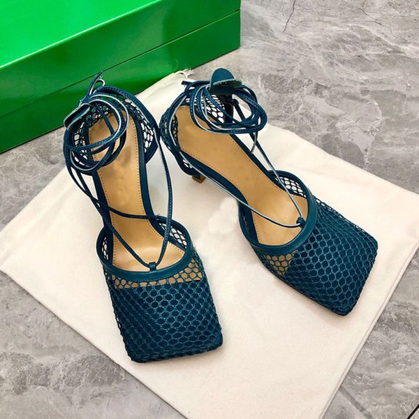 

designer sandals for women and fashion unique mesh design high heels wedding party heel pumps with box, Black