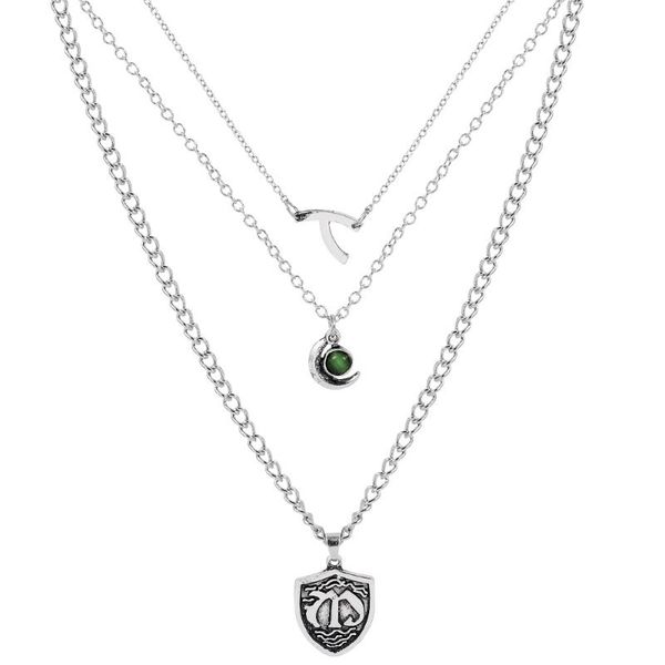 

pendant necklaces hope mikaelson necklace family crest wishbone legacies layer women cosplay jewelry wish clavicle chain, Silver