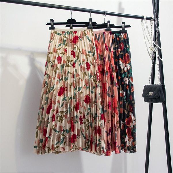 

skirts flexible women's short skirt high printed gauze midi folding bohemian resort beach summer 2021, Black