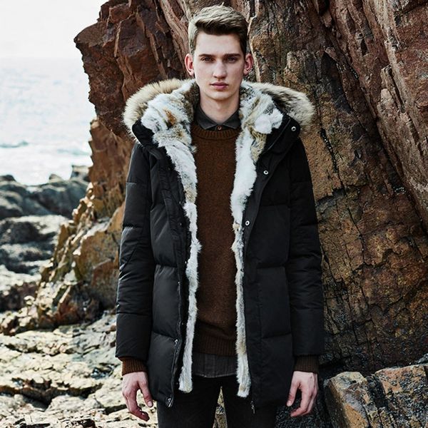 

downs winter2021 thick leather lining warm jacket s-5xl size men's winter hooded parka snow duck coat, Black