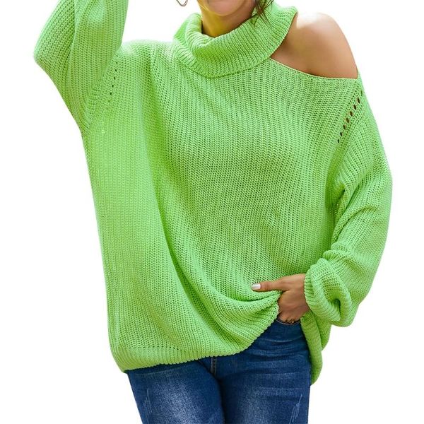 

women's sweaters women long sleeve turtleneck knit sweater off shoulder solid color pullover u50c, White;black
