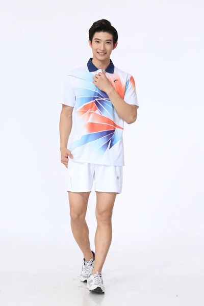 

badminton wear sets for men outdoor apparel sports set st1327, White;yellow
