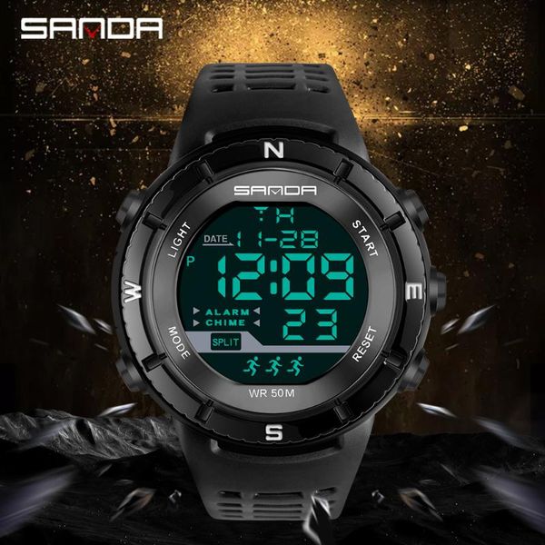 

wristwatches sanda brand men's countdown satch outdoor sport watches led electronic digital 50m waterproof wristwatch for man boy watch, Slivery;brown