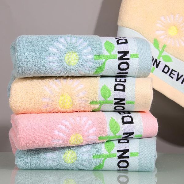

towel t279a fashion letter gorgeous small gift blue pink cotton sunflower face