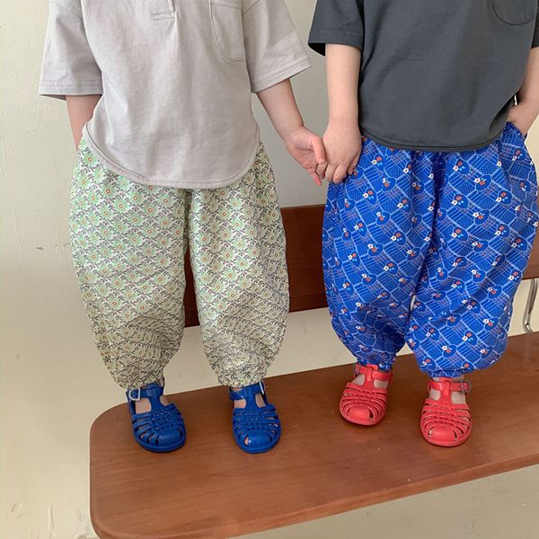 

summer new kids pants children anti-mosquito leg pants cotton casual children clothes loose trousers for girls and boys, Blue