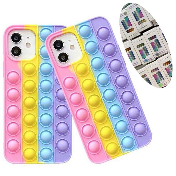 

silicone pop-it-fidget phone cases for iphone 13 12 11 pro max xs xr 6s 7g 8g samsung a02 a32 a03s s21 a22 s20 fe a12 a52 a72 plus anti anxi