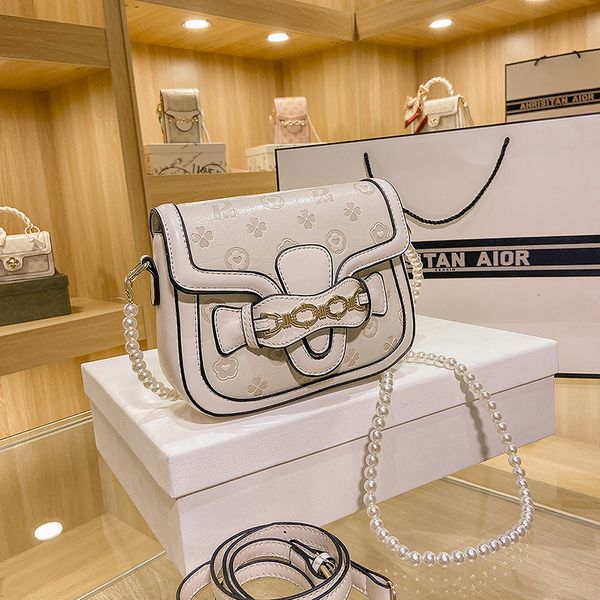 

luxury handbags minority female summer 2021 new fashion pearl chain saddle bag feeling versatile one shoulder messenger bag ejky