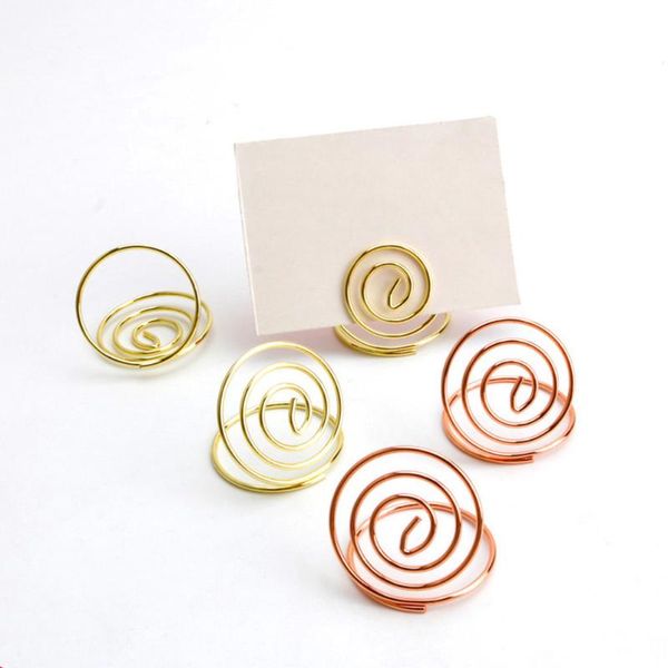 

party decoration 20 pcs stainless steel table memo menu holders clips stereo circle note number (rose gold)