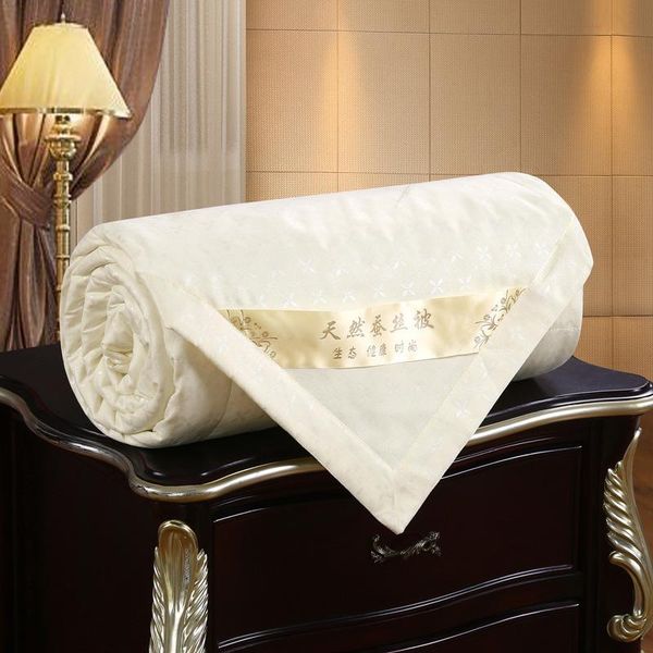 

comforters & sets mulberry silk quilt summer jacquard duvets four seasons keep warm 100% cotton cover king queen full size