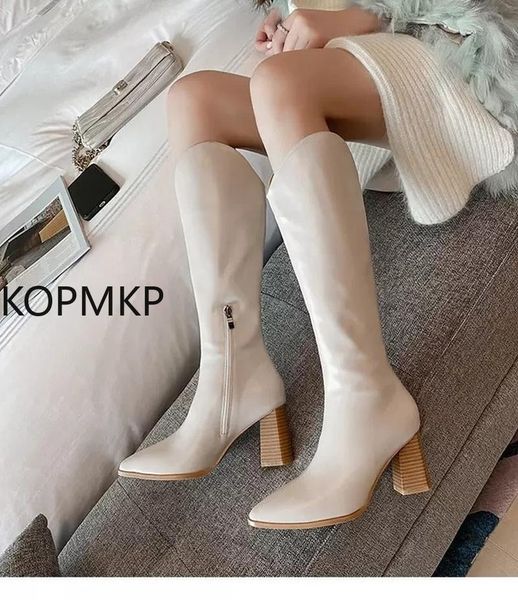 

boots winter style with fleece medium chunky heel knight women's high tube thinner-looked shorty long, Black