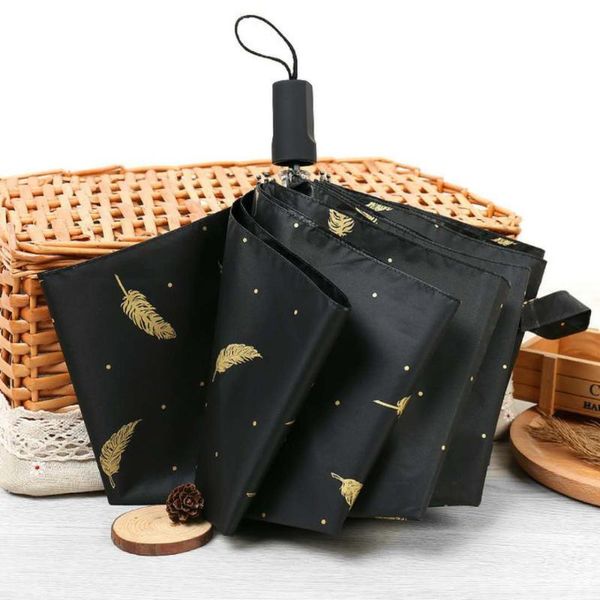 

umbrellas umbrella creative night sun outdoor rain dual-use small fresh feather folding custom gift 018