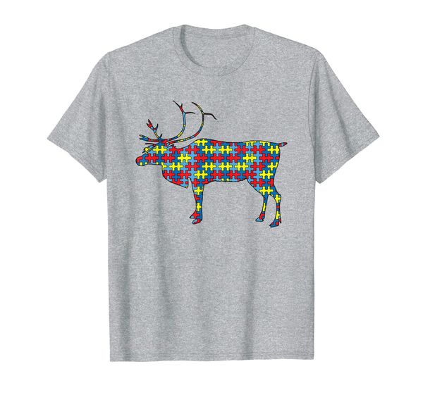 

deer autism awareness kids fawn elk stag puzzle day mom gift t-shirt, White;black