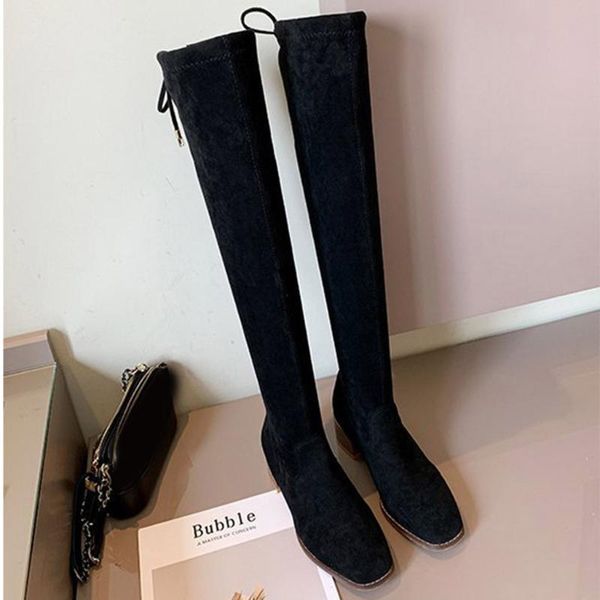 

boots shoes woman fashion women lace-up solid square heel round toe casual, Black