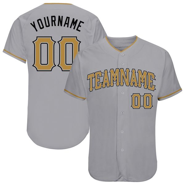 

custom gray old gold-black authentic baseball jersey, Blue;black