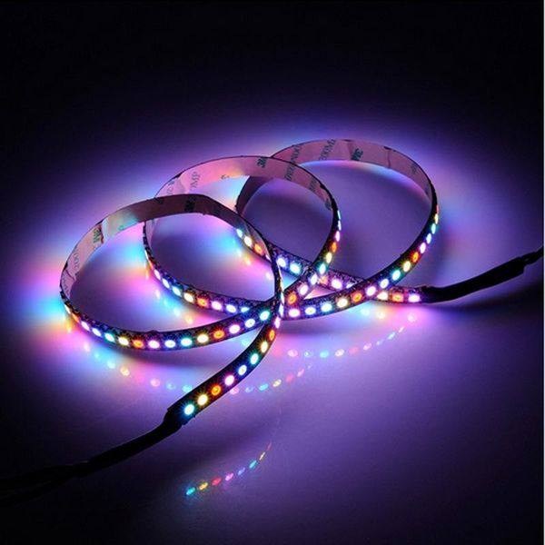 

strips ws2812b diy 5v 74led/m 96led/m 144leds/m full color led pixel strip built-in chip dream rgb diode ribbon lamp