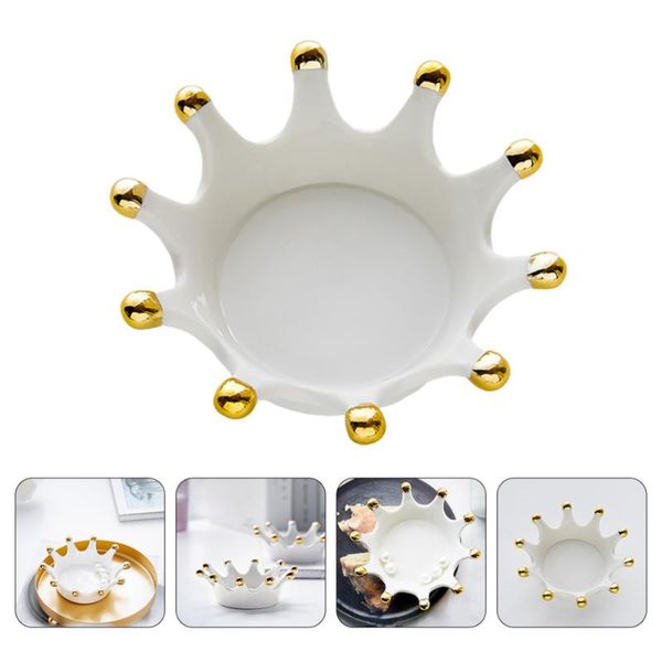 

candle holders 1pc ceramic crown decor holder exquisite jewelry tray