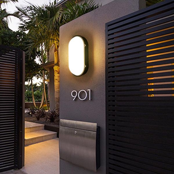 

lukloy led wall light outdoor waterproof lamp simple modern courtyard villa oval aluminum ring creative corridor lamps