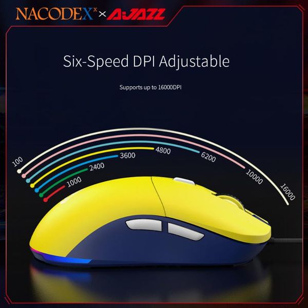 

mice ajazz nacoex f15 rgb honeycomb gaming mouse ergonomic design, programmable buttons 16000dpi wired lightweight for gamer