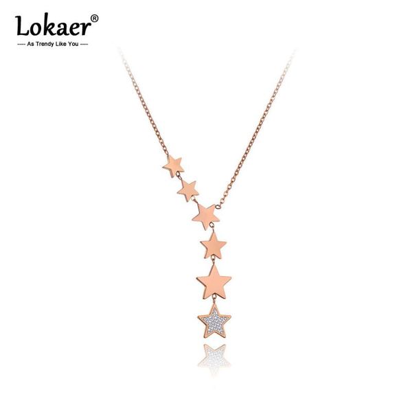 

chokers lokaer trendy stainless steel 6pcs rhinestone stars choker necklaces jewelry lovely charm pendant necklace for women girl n19186, Golden;silver