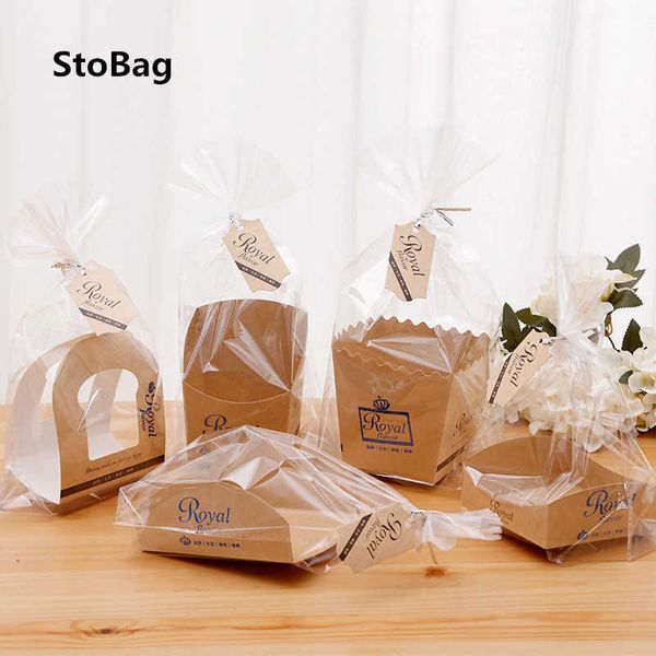 STOBAG 20PCS Cozimento Embalagem Bolsas De Pão Snack Caixa De Pastelaria Pacote De Refeição Toast Bag Picnic Set Baby Festa de Aniversário 210602