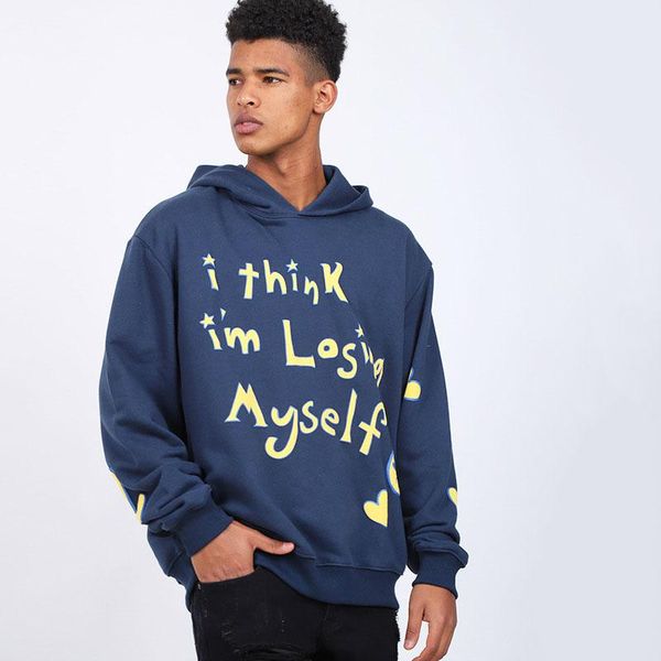 

loose set head fleece men's hoodies & sweatshirts, Black