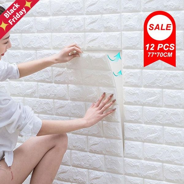 

wallpapers 12pcs self adhesive foam wallpaper 3d brick wall panel living room stickers bedroom kids papers home decoration