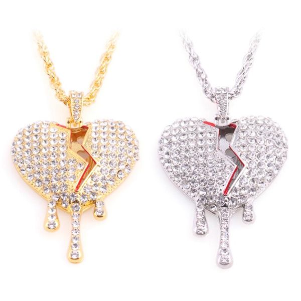 

zircons broken heart pendant necklace for women gift gold color choker necklaces jewellery, Silver