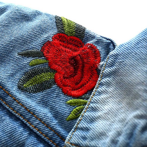 

fashionable girl's spring and autumn long sleeve embroidered denim children's jacket casual children's jacket, White