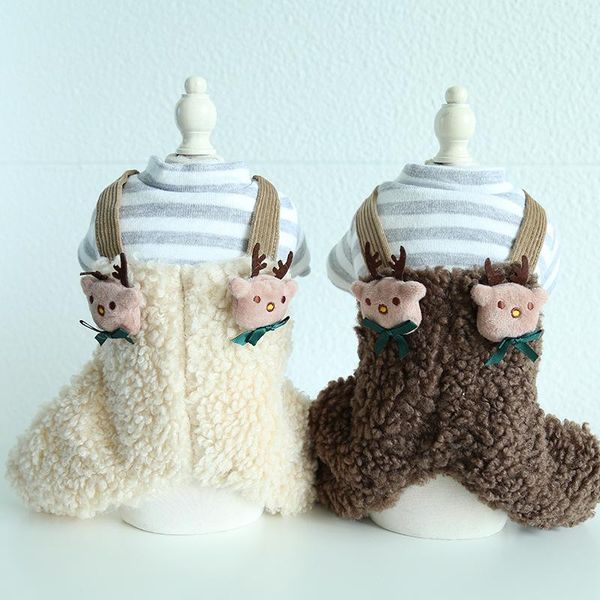 

cat costumes fawn harness striped dog pajamas jumpsuits sweatshirt pet clothes warm cotton hoodies clothing for dogs puppy teddy