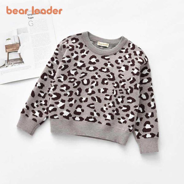 

bear leader casual winter boy girl kid thick knitted bottoming turtleneck shirts leopard pullover sweater baby girl sweater 210708, Blue