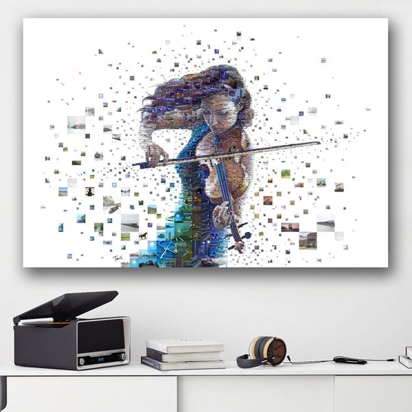 Ragazza Musica Violino Dipinti su tela Per soggiorno Camera da letto Galleria Wall Art Stampe moderne e poster Decorazioni per la casa