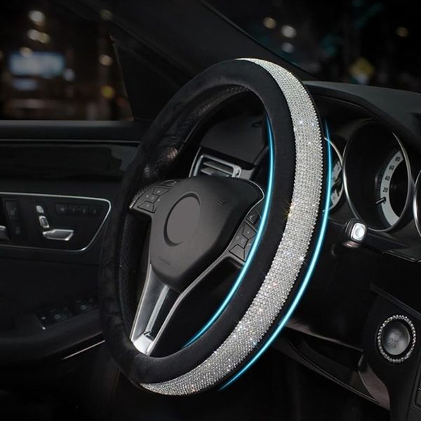 

steering wheel covers universal 38cm diamond bling cover set protector car-styling car decoration for women wholesale