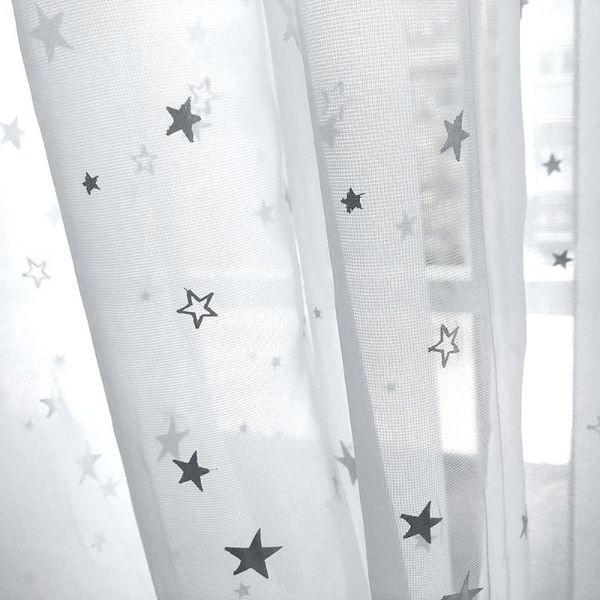 

modern printed star tulle curtains for living room bedroom window treatment sheer curtain voile drapes kitchen &