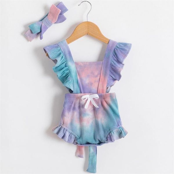 

one-pieces baby clothes kids swimwear for girls infant tie-dye children's clothing with ruffled bows and crawling romper cne-piece, Black