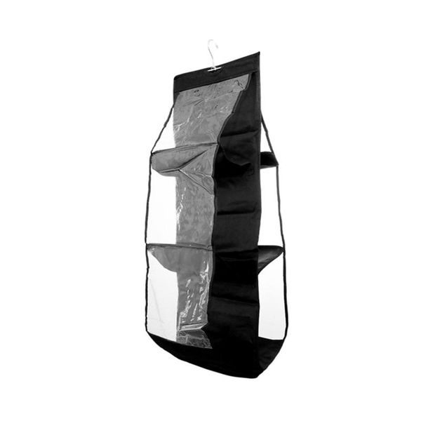 

storage bags hanging bag 6 pocket handbag organizer for wardrobe closet transparent door wall clear sundry shoe #lr2