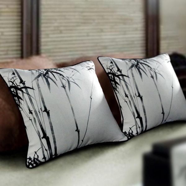 

cushion/decorative pillow chinese style japanese zen ethnic painting ink bamboo sofa bedside cushion waist