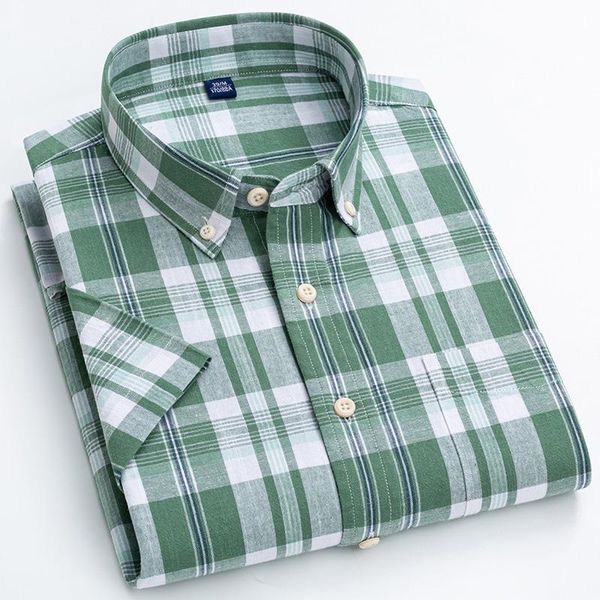 

men's casual shirts summer stylish shirt men green plaid cotton+linen short-sleeved non-iron breathable comfort button up solid male cl, White;black