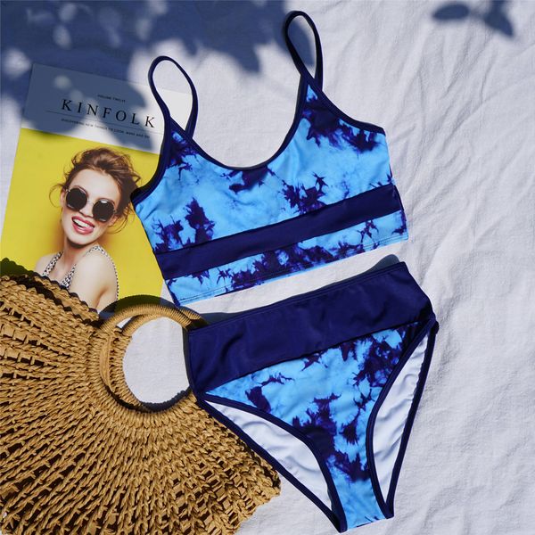 

2021 ladys blue tie dye bikini summer beachwear outfit swimsuit bikinis set women biquini maillot de bain swimwearby air